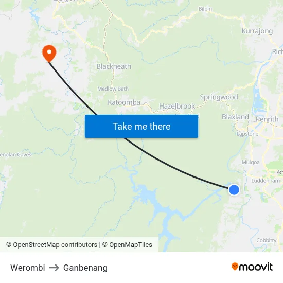Werombi to Ganbenang map