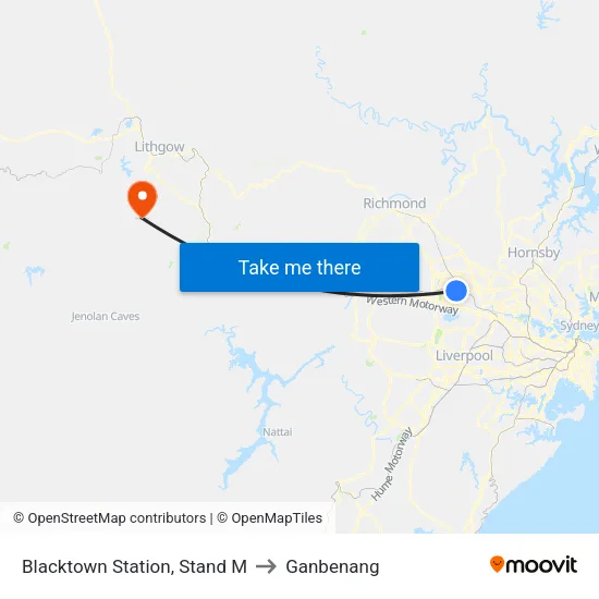 Blacktown Station, Stand M to Ganbenang map