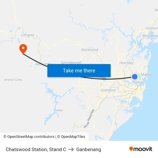 Chatswood Station, Stand C to Ganbenang map