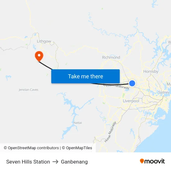 Seven Hills Station to Ganbenang map