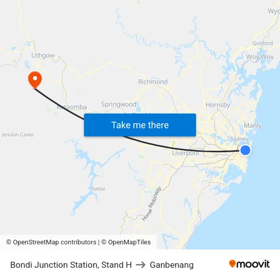 Bondi Junction Station, Stand H to Ganbenang map