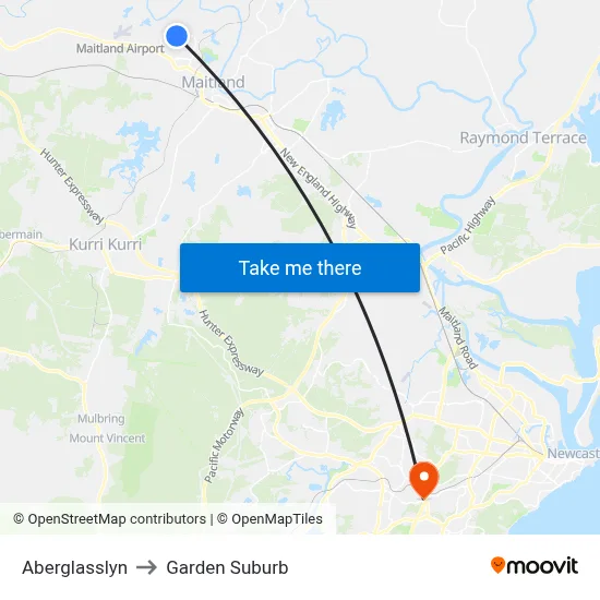 Aberglasslyn to Garden Suburb map