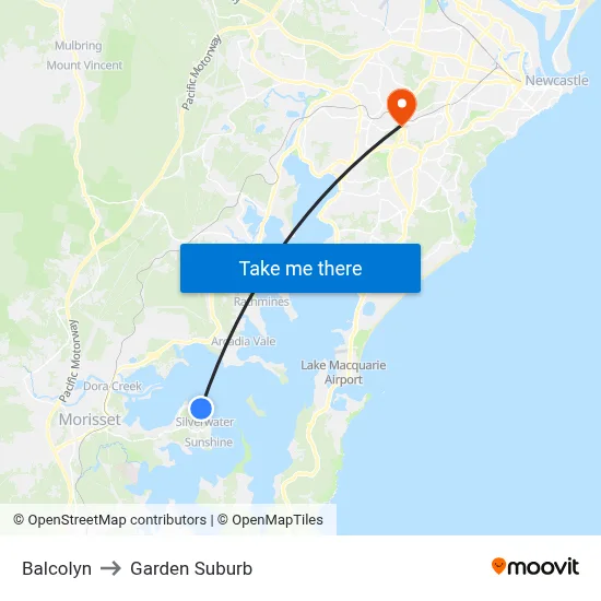 Balcolyn to Garden Suburb map