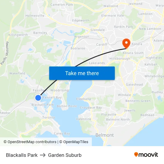 Blackalls Park to Garden Suburb map