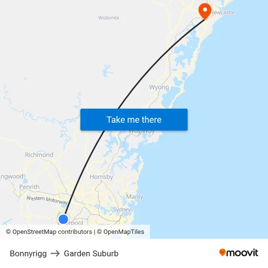 Bonnyrigg to Garden Suburb map