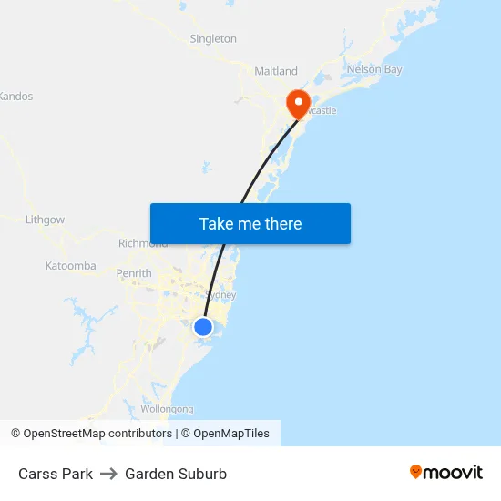 Carss Park to Garden Suburb map
