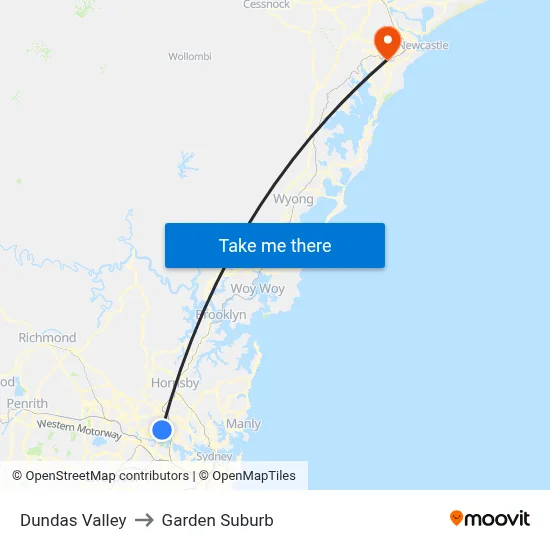 Dundas Valley to Garden Suburb map