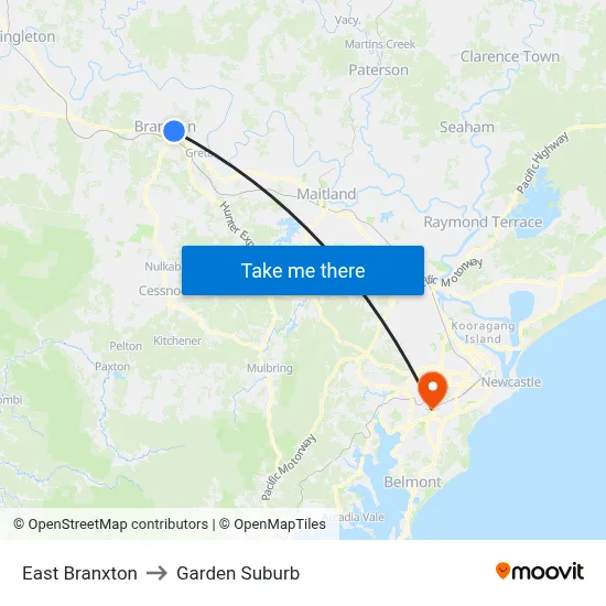 East Branxton to Garden Suburb map