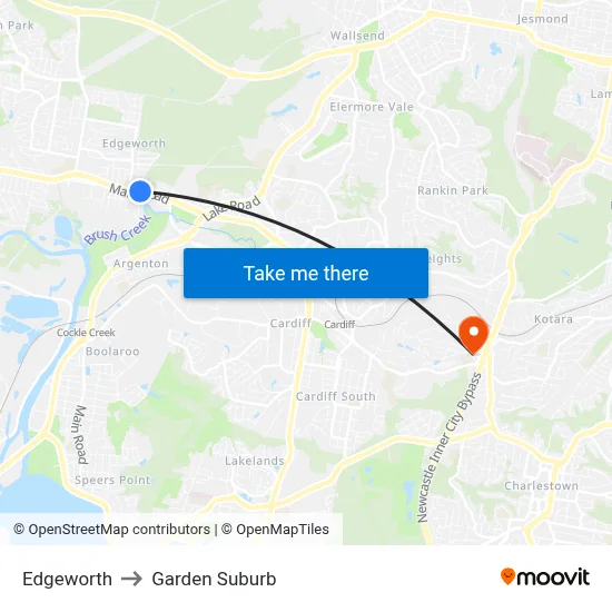 Edgeworth to Garden Suburb map