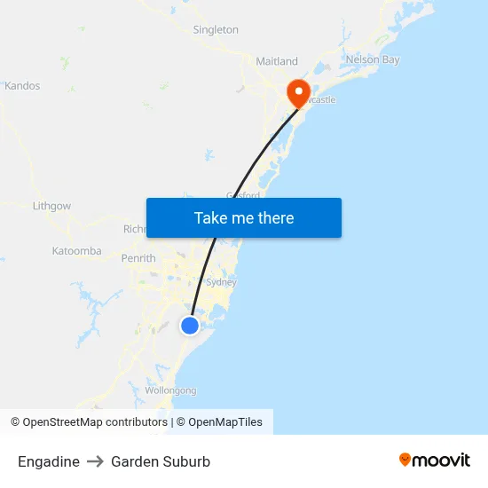 Engadine to Garden Suburb map