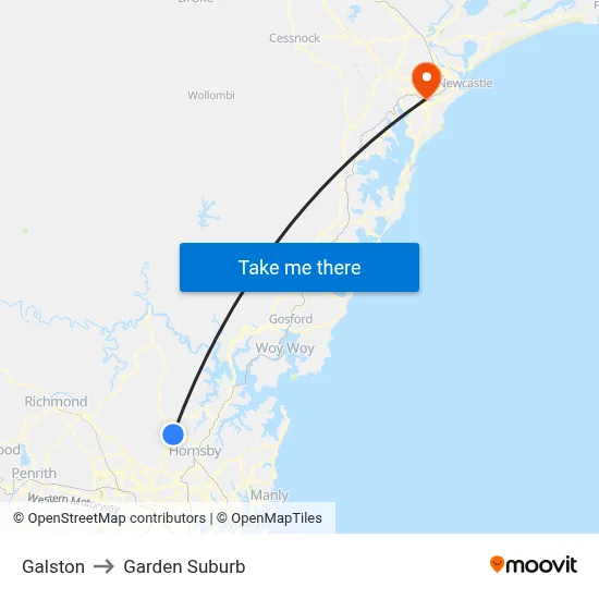 Galston to Garden Suburb map