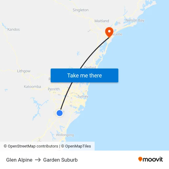 Glen Alpine to Garden Suburb map