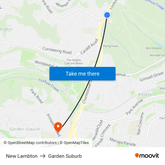 New Lambton to Garden Suburb map