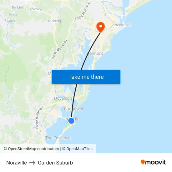 Noraville to Garden Suburb map