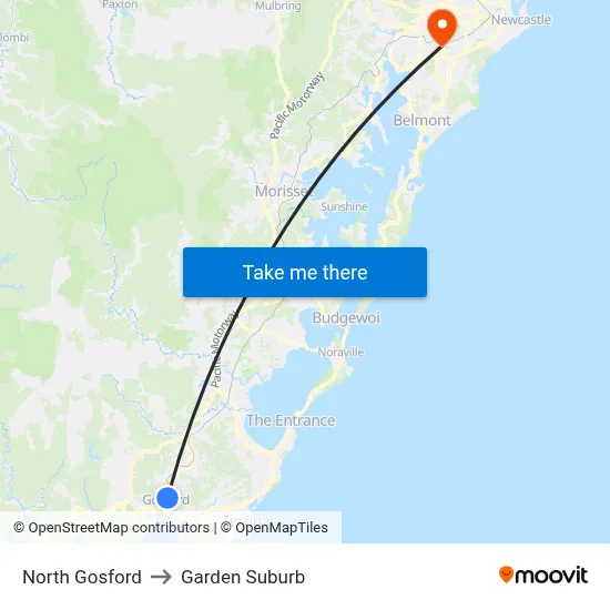 North Gosford to Garden Suburb map