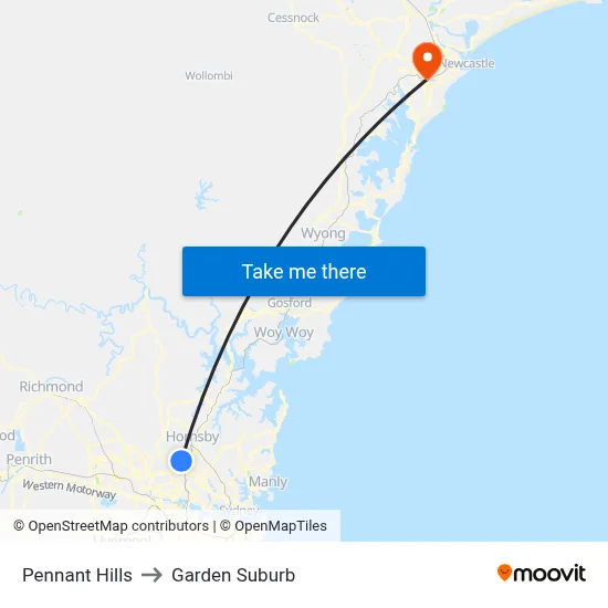 Pennant Hills to Garden Suburb map