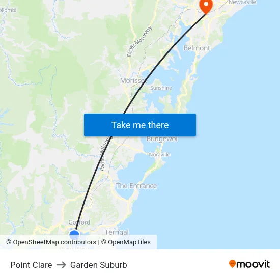 Point Clare to Garden Suburb map