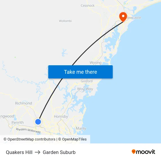 Quakers Hill to Garden Suburb map