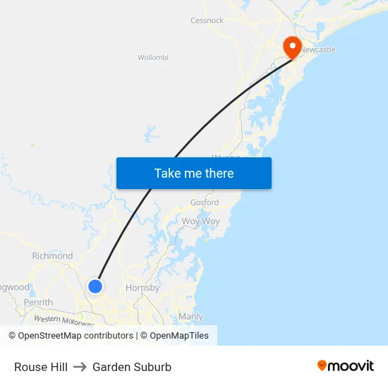 Rouse Hill to Garden Suburb map