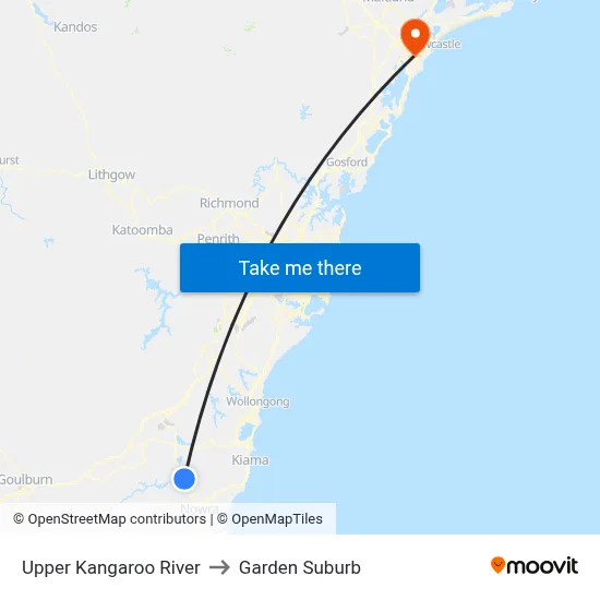 Upper Kangaroo River to Garden Suburb map