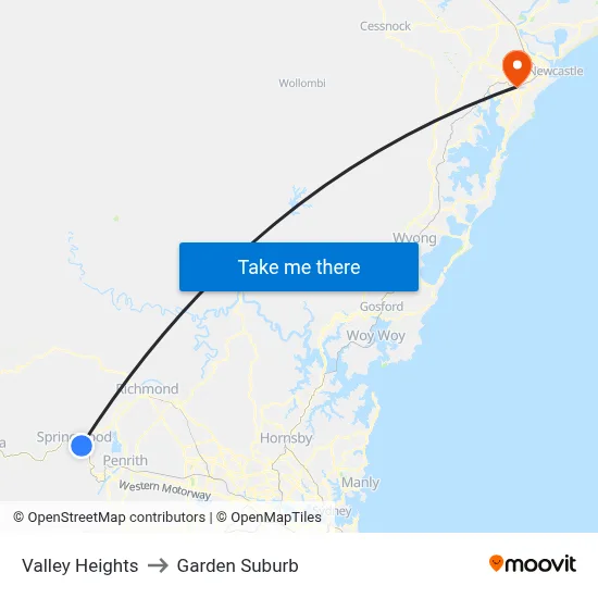 Valley Heights to Garden Suburb map