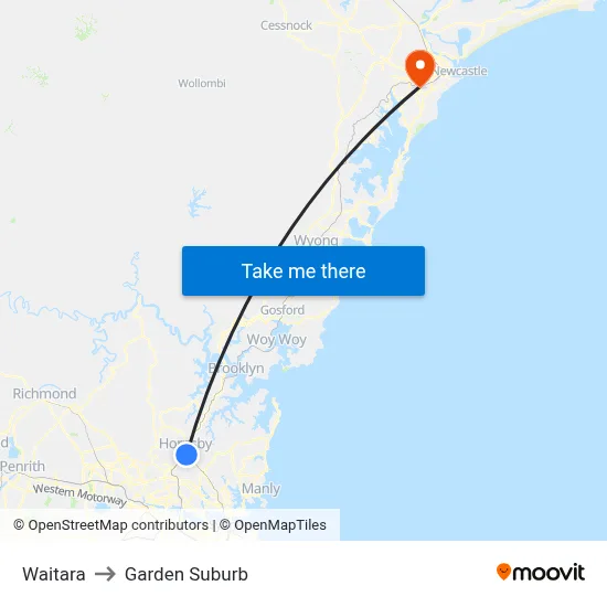Waitara to Garden Suburb map