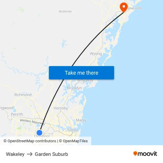Wakeley to Garden Suburb map