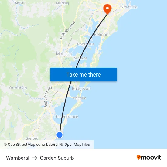 Wamberal to Garden Suburb map