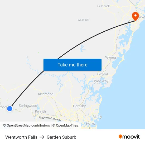 Wentworth Falls to Garden Suburb map