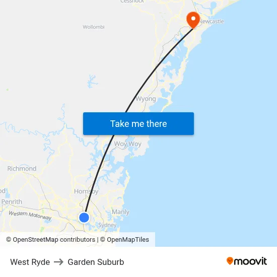 West Ryde to Garden Suburb map