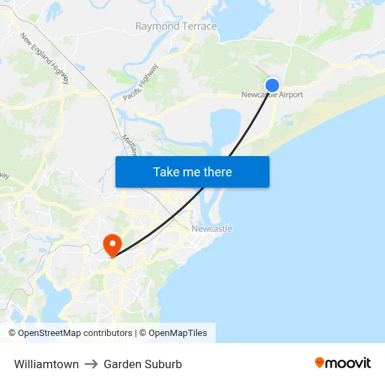 Williamtown to Garden Suburb map