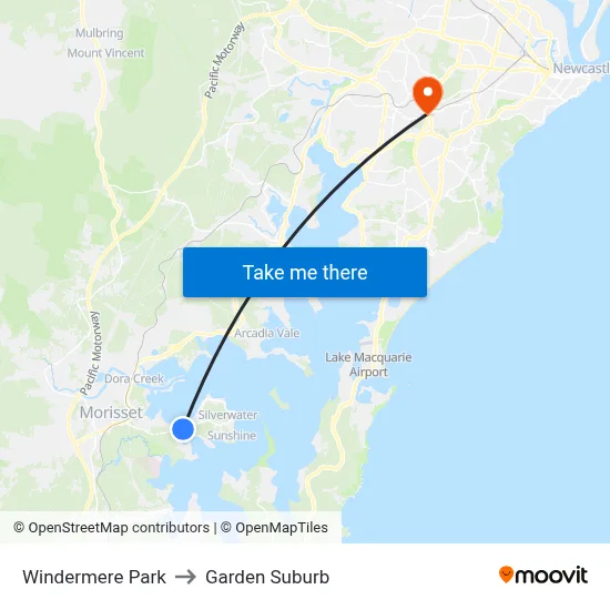 Windermere Park to Garden Suburb map