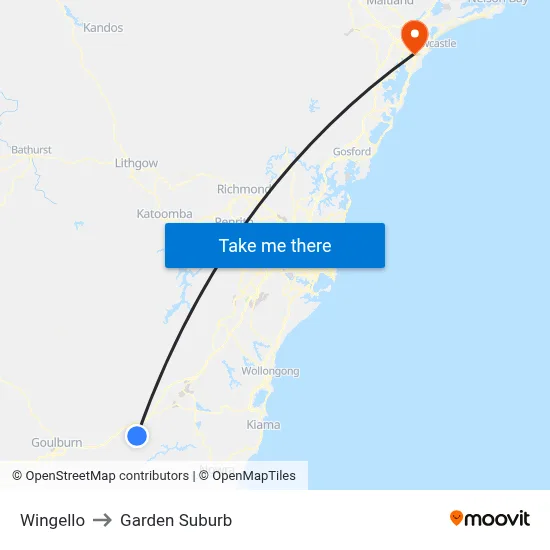 Wingello to Garden Suburb map