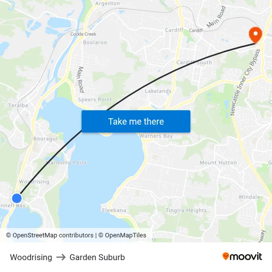 Woodrising to Garden Suburb map