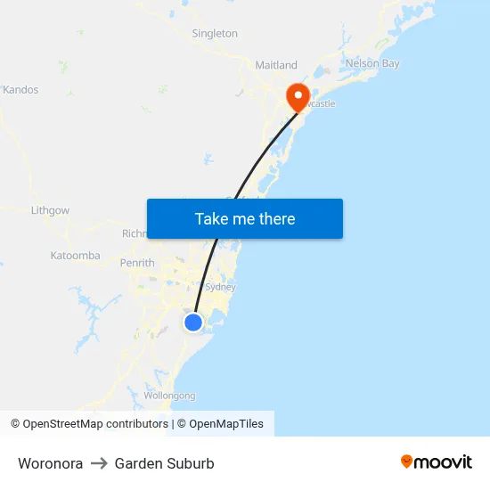 Woronora to Garden Suburb map