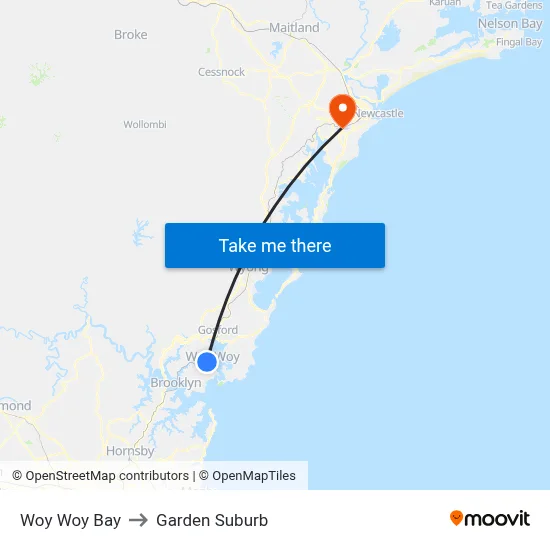 Woy Woy Bay to Garden Suburb map