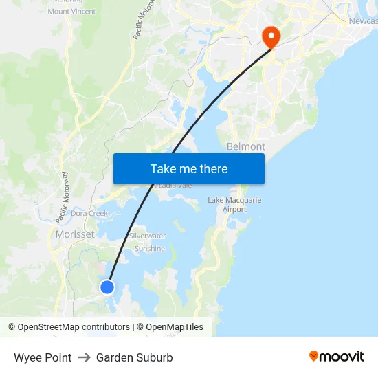 Wyee Point to Garden Suburb map