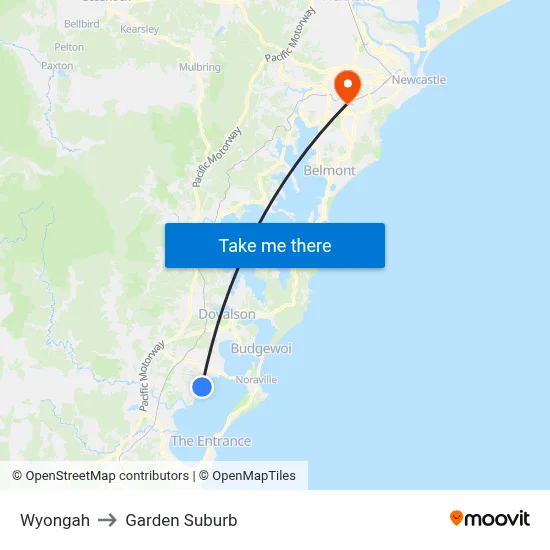 Wyongah to Garden Suburb map