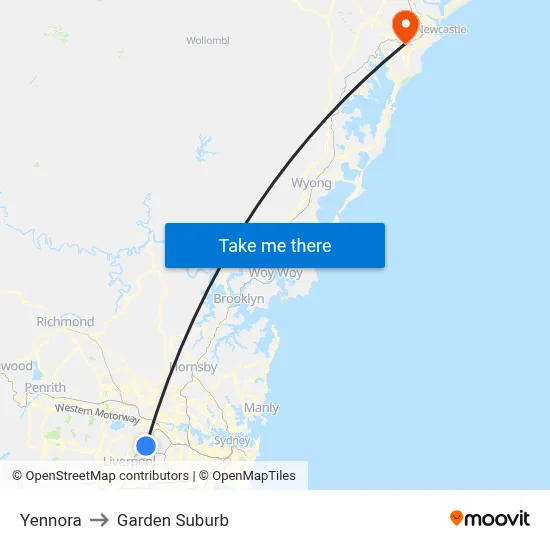 Yennora to Garden Suburb map