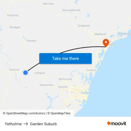 Yetholme to Garden Suburb map