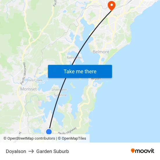 Doyalson to Garden Suburb map