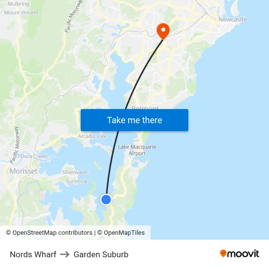 Nords Wharf to Garden Suburb map