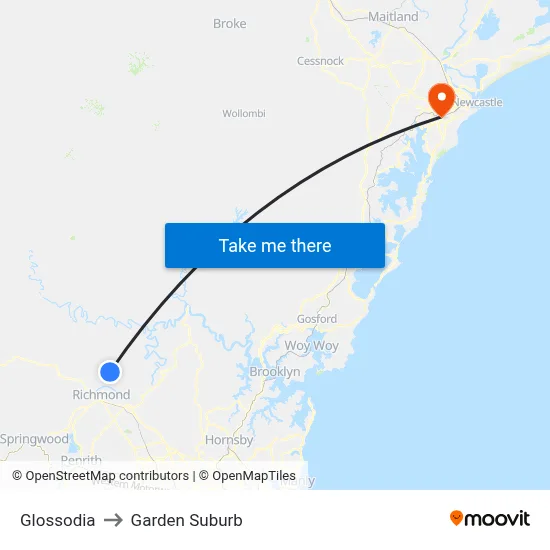 Glossodia to Garden Suburb map