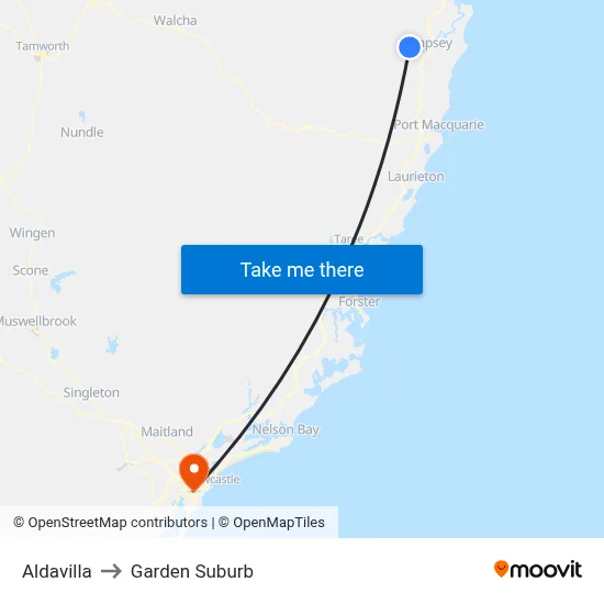 Aldavilla to Garden Suburb map