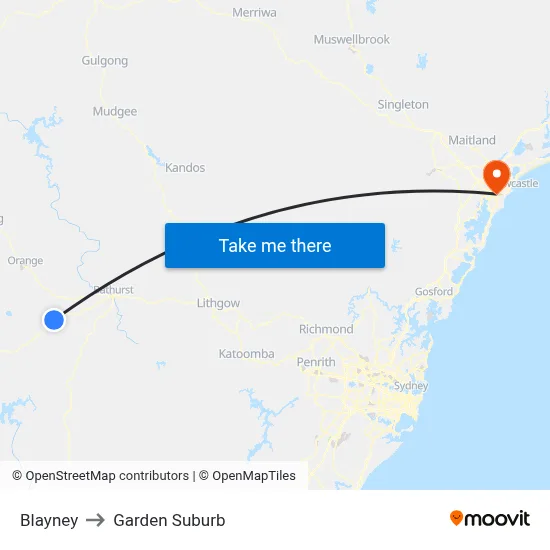 Blayney to Garden Suburb map