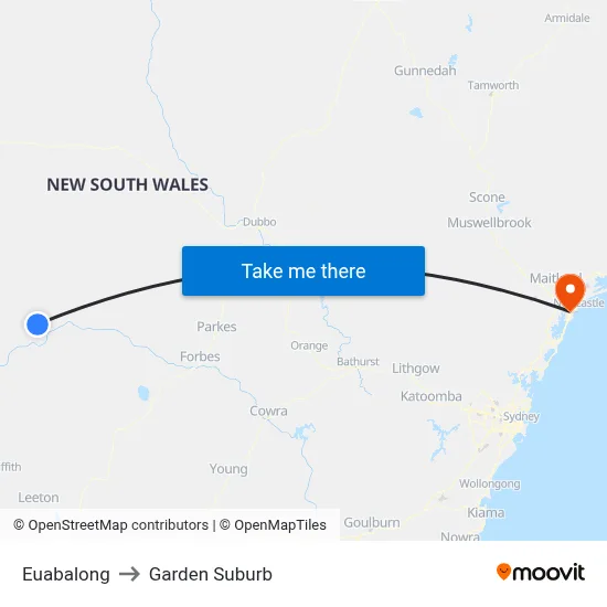 Euabalong to Garden Suburb map