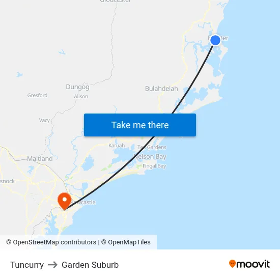 Tuncurry to Garden Suburb map