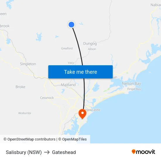 Salisbury (NSW) to Gateshead map