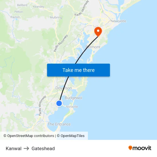 Kanwal to Gateshead map