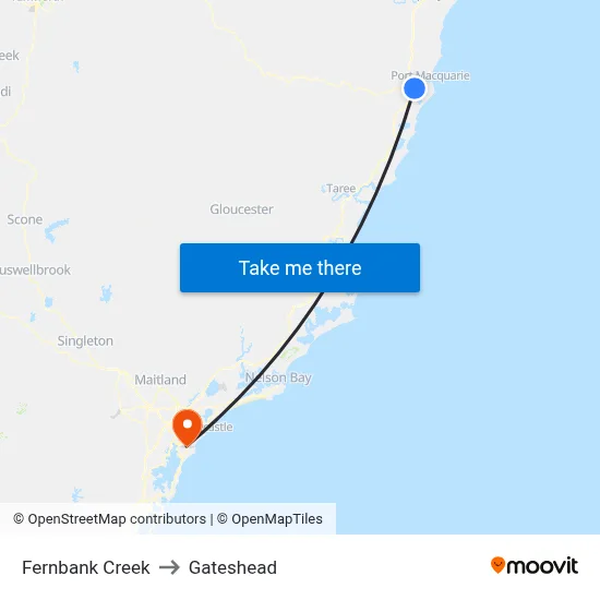 Fernbank Creek to Gateshead map